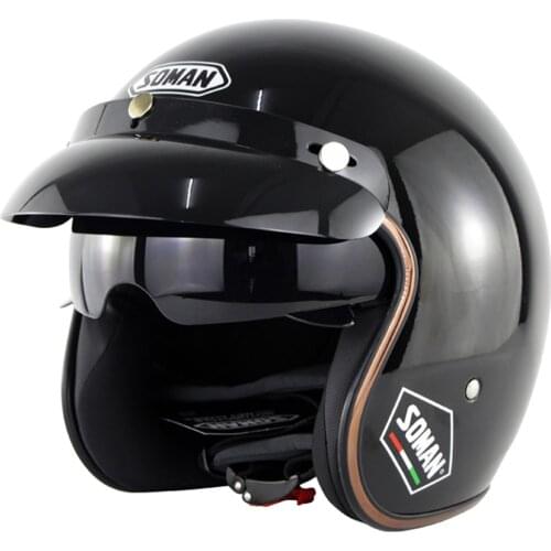 SOMAN Retro Vintage Casco Moto Men Motorcycle Helmet 3/4 Open Face Scooter Motorbike Racing Riding Helmet DOT Certification