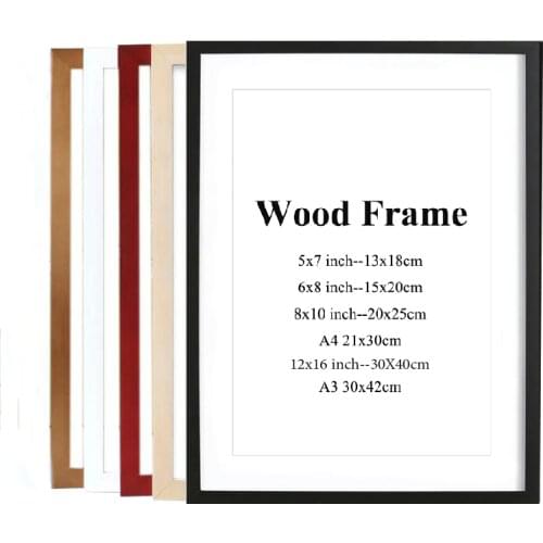 A4 A3 Black White Pink Grey Color Poster Picture Photo Frame Solid Wooden Frame Wall Art Home Decor Mounting Hardware Included