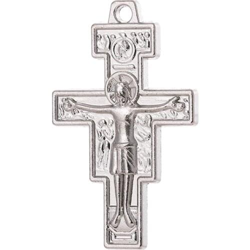 Jesus Cross DIY Charms For Jewelry Making Pendants For Necklaceszinc Alloy Material Accessories Wholesale Catholic Supplies 12P