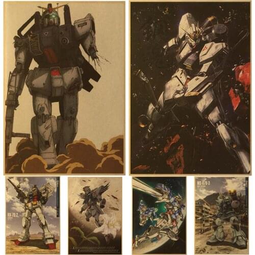 Japanese Classic Anime Gundam Poster Kraft Paper Prints and Posters Home Room Decor Art Wall Stickers Buy 2 get 1 free