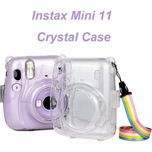 PVC Instax Mini 11 Camera Crystal Case Clear Transparent Shoulder Strap Bag for Protector Fuji Instant Film Camera Shell Cover