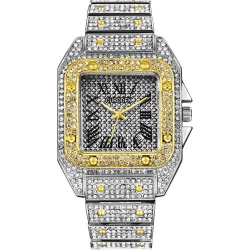 CURDDEN Luxury Brand Watches Mens Fashion Diamond Alloy Band Calendar Quartz Watch Gold Designer Watch Montres de Marque de Luxe
