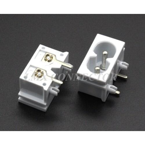 10PCS IEC320 C8 white Male Plug Power socket 2P Connector copper Switch AC-019A
