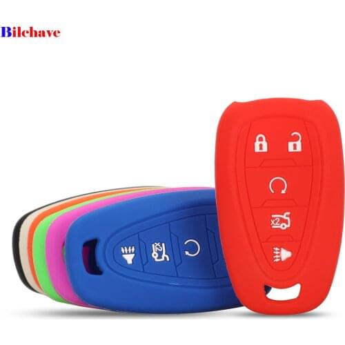 Bilchave 5 Buttons Silicone Remote Car Key Case Cover For Chevrolet Cruze Sonic Camaro Equniox Traverse Malibu 2016-2020