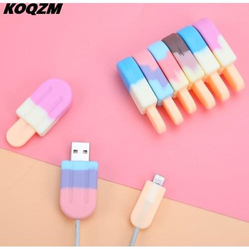 New Silicone Mini Ice Cream Cable Organizer For Iphone Cable Protector De Cabo USB Chager Wire Holder For Android TYPE-C Cable