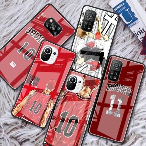 Glass Cases for Xiaomi Redmi Note 9S 8 9 10 K40 8T 7 9C for Mi 10T Pro 9T 10 Lite Tempered Phone Cover Anime Slam Dunk