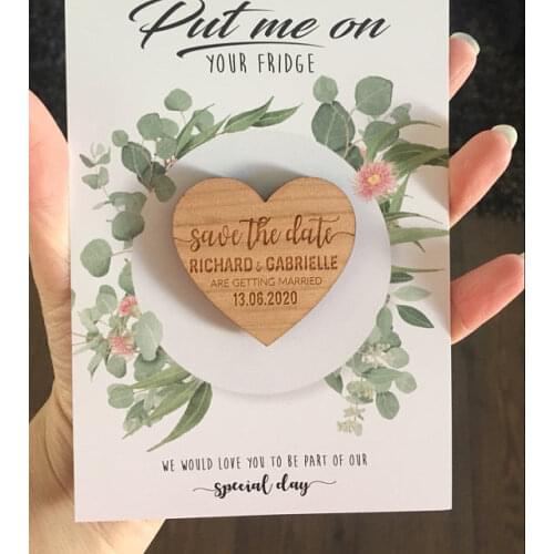 Custom Wedding Save the Date Magnets, Personalized Heart shape Wedding Invitation, rustic Magnet Set, Wedding favor magnets gift