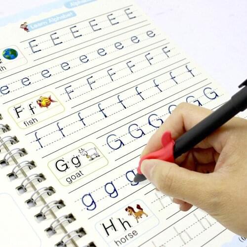 4 Books + Pen Magic Practice Book Free Wiping Childrens Toy Writing Sticker English Copybook For Calligraphy Montessori Toys