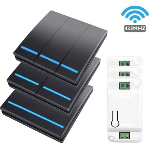 1/2/3 Gang 433Mhz AC85-240V Smart Wireless Light Switch Receiver Wall Switches Remote Control Kit Home Button Ceiling Lamp