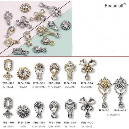 10pcs/lot, 3d Nail Art Fashion Designs Gold/Silver Alloy With Pearls Crystal Rhinestones Nail Tips Beauty