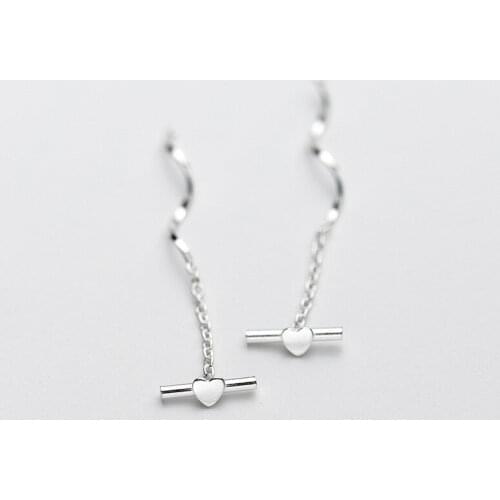 100% 925 Sterling Silver Tassel Heart Drop Earrings For Women Girl Prevent Allergy Engagement Accessories pendientes A118