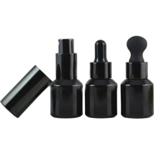 15ML Black Glass Spray Botle Empty Lotion Refillable Bottle Cosmetic Essential Oil Container Dropper Bottle 100 pieces