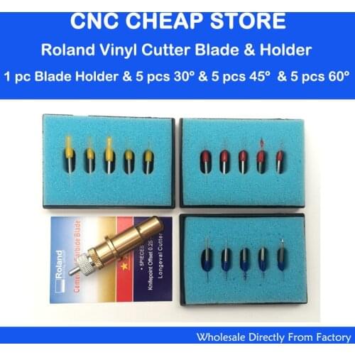 15pc Roland lettering knife Roland plotter cutter vinyl cutting GCC high quality carbide 30 /45/ 60deg + Golden Roland Holder