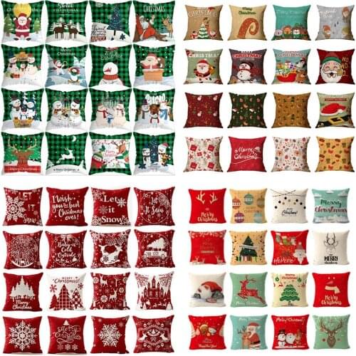 176 Designs Christmas Pillow Case Santa Claus Christmas Tree Pillow Case Colorful Pillow Cover Home Sofa Car Decor Cushion