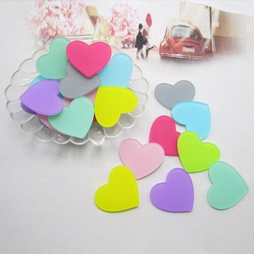 30pcs Sweet Acrylic Heart Flatback Cabochon DIY Scrapbooking Decorative Craft Making 30mm*26mm