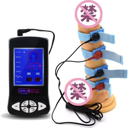 Electric Shock 4 pcs Adjustable Penis Rings Sex Toys Electro Shock Cock Rings Medical Themed Toys Adult Products Set