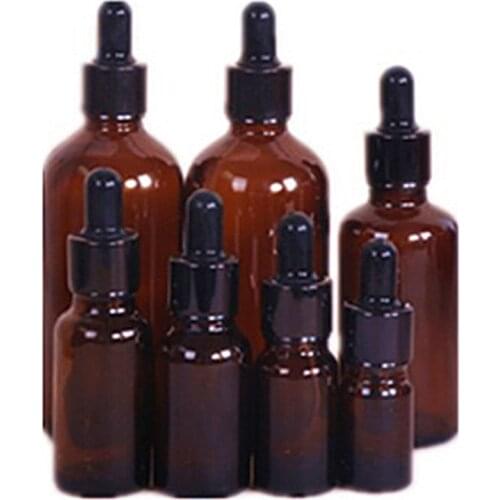 5/10ml Portable Brown Glass Essential Oil Bottles Dropper Container Travel Refillable Bottle Transparent Brown