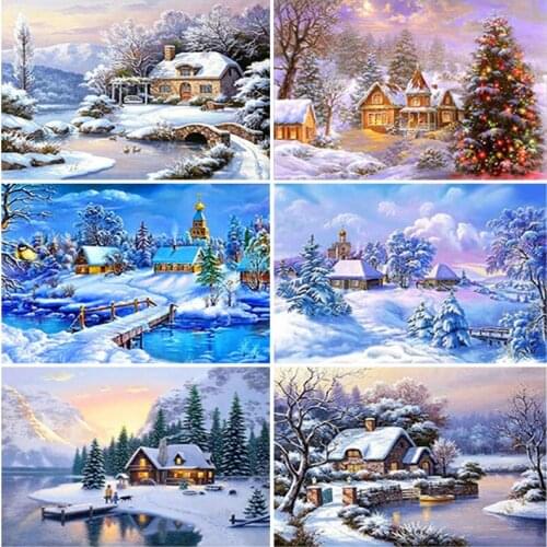 DIY Winter Snow House 5D Diamond Painting Full Square Drill Mosaic Scenery Diamond Embroidery Resin Landscape Cross Stitch Kits