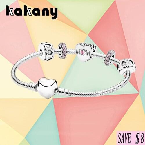 Kakany 925 Sterling Silver Mother Heart Bracelet Gift Set Mothers Day Gift Original Personality With Womens Fashion Jewelry