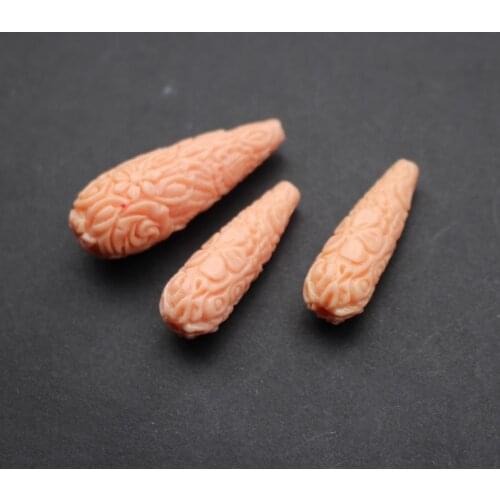 10Pieces/Lot 27mm 33mm 40mm Drop Shape Artificial Coral beads Flower beads Cabochon Light Coral color for Jewelry making