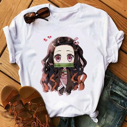 Kimetsu No Yaiba Kamado Nezuko Graphic Print T-shirt Women Harajuku Aesthetic White Tops Tshirt 2021 Japan Style Female T Shirt