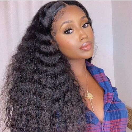 Deep Body Wave Human Hair Wigs Brazilian Remy Lace Part Wig For Black Women Middle Part Pre Plucked For Black Women In Stock