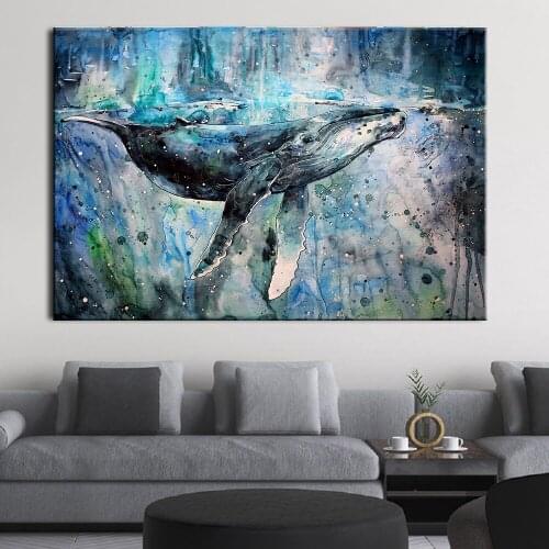 Graffiti Humpback Whale Print Whale Poster Marine Decor Nautical Art Canvas Painting Picture Kids Room Home Wall Art Decor