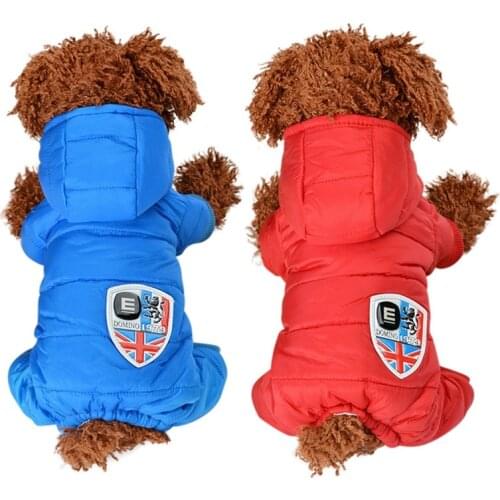 Pet Dog Clothes Jumpsuit Thickening Cotton Hooded Coat Puppy Winter Pets Clothes Puppy Warm Down Jacket For Dogs Chihuahua