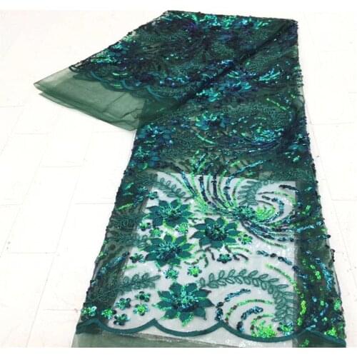 High Quality Sequins Lace Fabrics 2021 green Latest African Sequence Lace Fabric for Bridal Lace Nigerian Net Lace Fabric