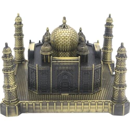Taj Mahal Model Metal Antique Bronze Indian Building Figurine World Famous Landmark Architecture Home Office Decoration