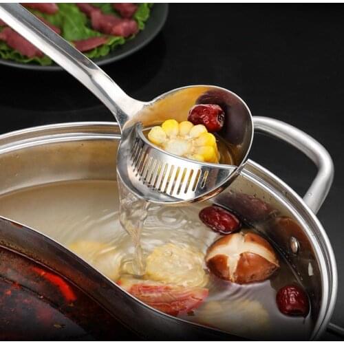 Colander Set Double-Use Removable Stainless Steel Cookware Serving Spoon Cooking Utensil Colander for Kitchen