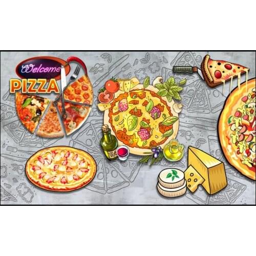 Custom photo mural 3d wallpaper Retro pizza western restaurant cement wall graffiti decor living room wallpaper for walls 3 d