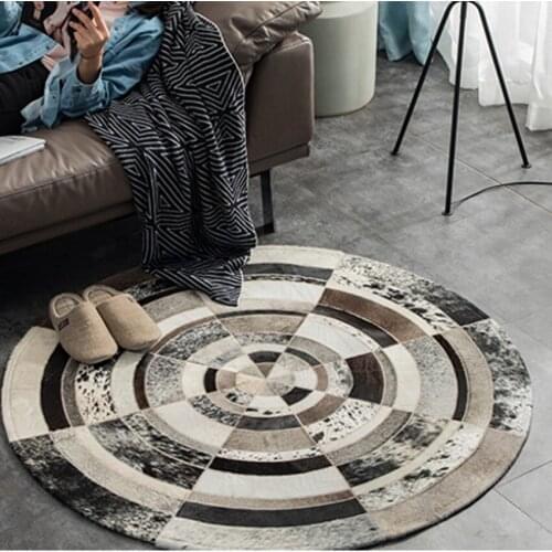 Scandinavian style art geometric printing non-slip circular rugs floor mats bedroom living room home decoration