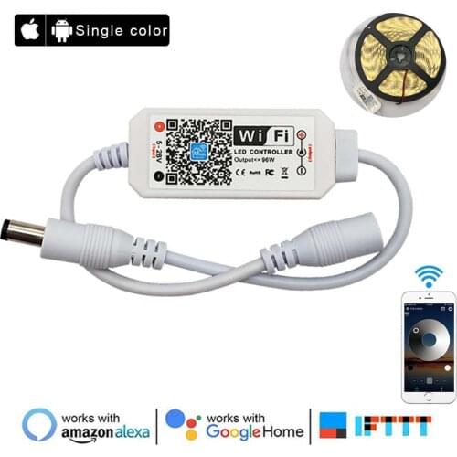 Single Color LED Strip Lights WiFi Controller Compatible with Android iOS Google Assistant Alexa Voice Control Dimmable Timing