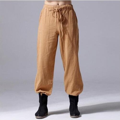 2021 Autumn Casual Fashion Men linen pants trousers,plus size brand mens harem pants black white blue red M- 5XL 6XL BIG SIZE