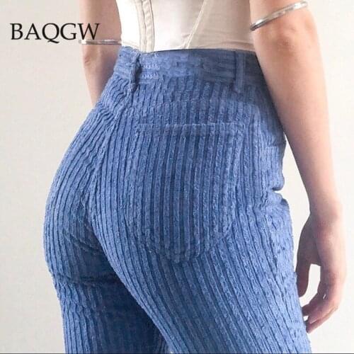 Autumn Casual Corduroy Pink Long Trousers Women Skinny Zipper High Waist Pants Capris Fashion Y2K 90s Pocket Solid Sweatpants