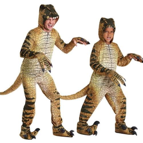 Kids Adult Tyrannosaurus Dinosaur Costumes Boys Halloween Cosplay Costumes Dino Pretend Game Party Role Play Dress Up Outfit