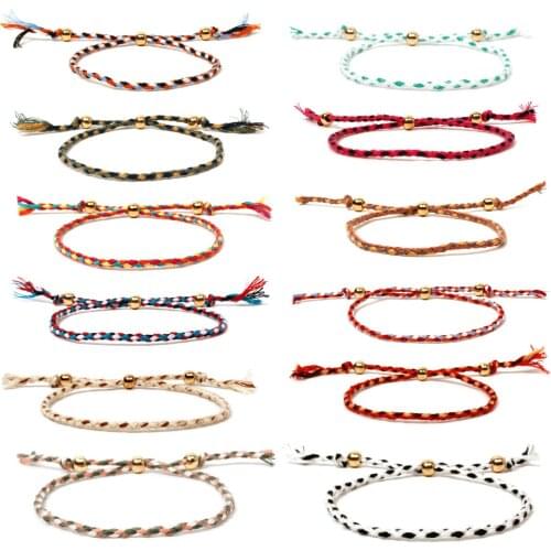 Woven String Bracelets for Women Colorful Soft Polyester Friendship Adjustable Rope Chain Ethnic Jewelry AM3074