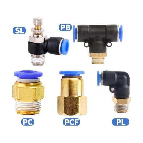 Pneumatic Air Connector Fitting PC/PCF/PL/PLF 4mm 6mm 8mm Thread 1/8"1/4 3/8 1/2" BSP Female Straight Hose Fittings Connectors