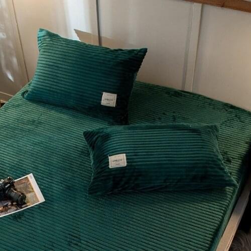 Stripe Jacquard Solid Color Pillowcase 2pcs/set Winter Warm Velvet Pillow Cover Comfortable Soft Decorative Sleeping Pillow Case