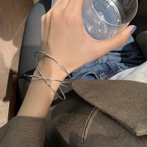 Origin Summer Unique Design Three Rings Silver Color Bangles for Women Creative Glossy Bangles Everyday Jewellery Accessories
