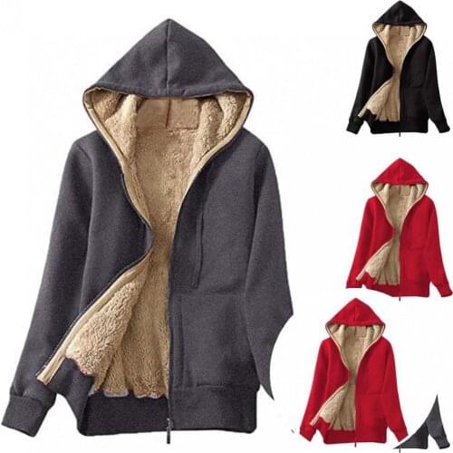Simple Solid Color Thickened Plush Coat Hooded Coat Jacket All Match