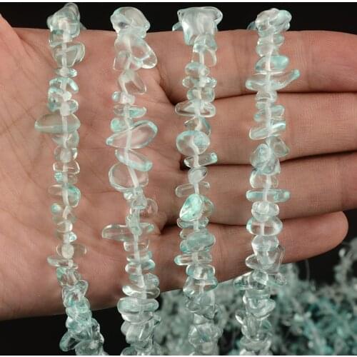 Transparent Sky Blue Natural Irregular Gemstone Gravel Beads Semi Precious Stone Beads Spacer Loose Beads Diy Necklace Bracelet