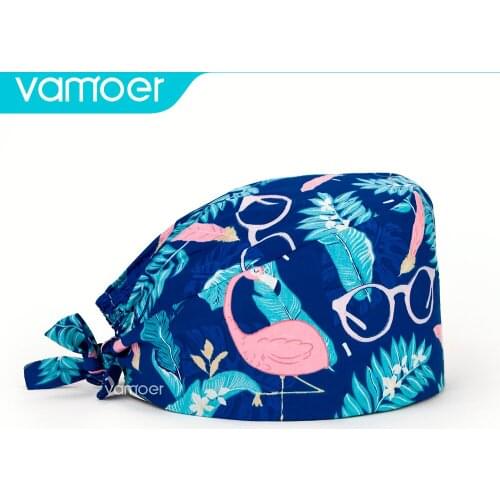 Adjustable cap Cotton Nursing Hat With Buttoon Women Heart Printing Nurse Caps gorros quirurgico Bonnet Pet Doctor Surgicals Cap