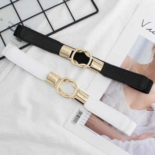 Fashion Dress Belts for Women Simple Waist Elastic Ladies Band Round Buckle Decoration Coat Sweater Party Belt Girdle Belt