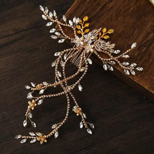 Handmade Romantic Rose Gold Hair Band Pearl Ribbon Wedding Headbands Bridal Pageant Head Pieces For Women Tiaras Jewelry