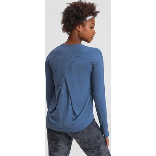 Skin Frinedly Workout Gym Shirts Long Sleeve Women Loose Fit Anti-sweat Yoga Sport Shirts