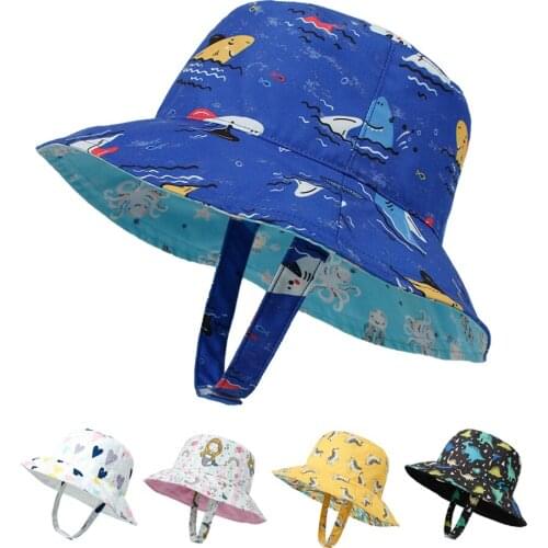 Summer Cartoon Dinosaur Baby Sun Hat Boys Cap Unisex Bucket Hats Beach Girls Caps UV Protection Fishing Cap Panama Cap 0-5 Years