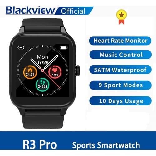 Blackview SmartWatch R3 Pro Heart Rate Men Women Sports Watch Clock Sleep Monitor Ultra-Long Battrey for IOS Android Phone