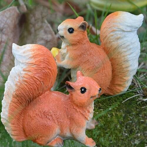 Resin mini squirrel bonsai statue Handmade cute animal sculpture Home Decorations Gardening micro landscape decorations